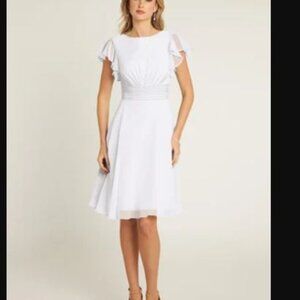 Azazie White Wedding Dress Kaylen Chiffon Short 12